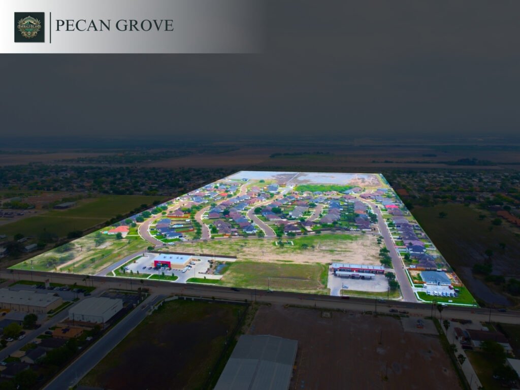 Aerial view of Pecan Grove residential area