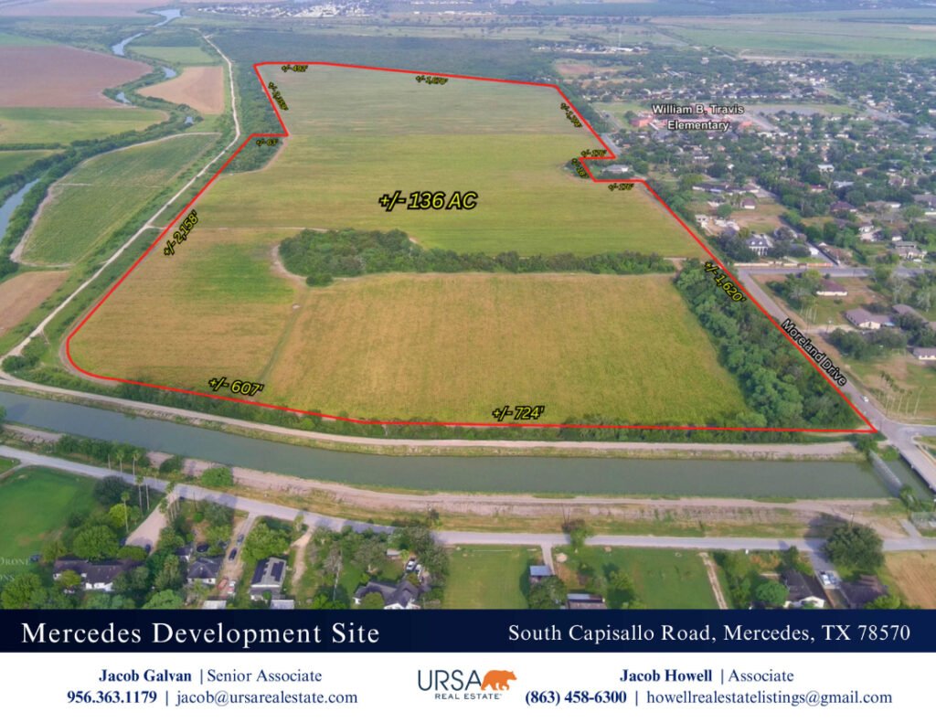 Mercedes Texas development site map with boundaries.