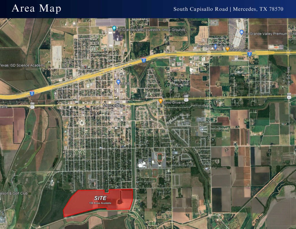 Map showing site in Mercedes, TX area.