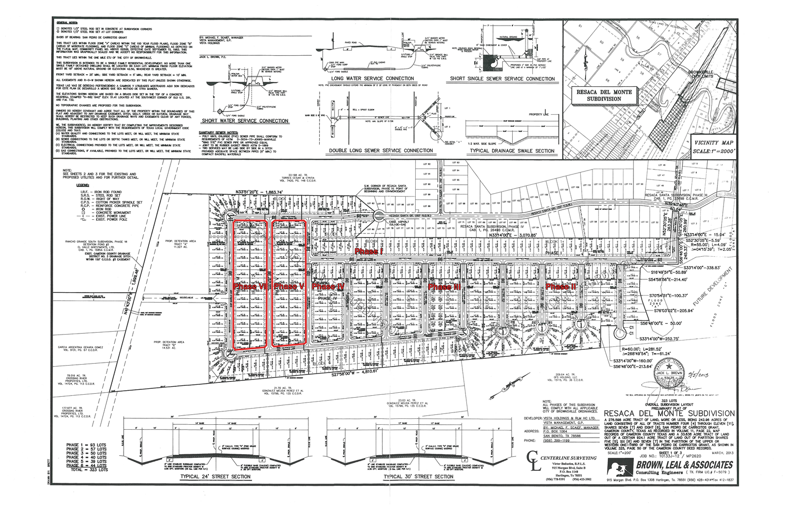 Resaca del Monte subdivision site map layout.