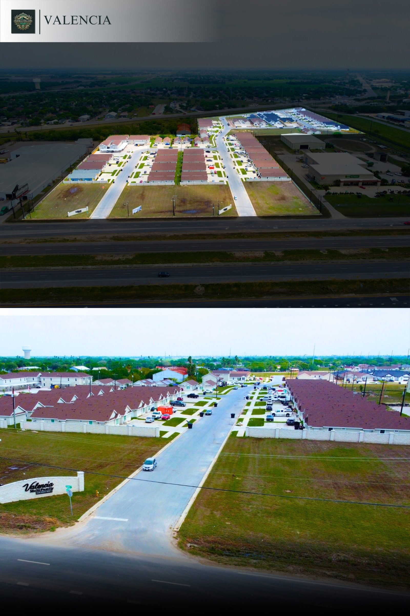 Valencia neighborhood aerial view, houses and streets visible.